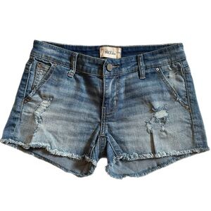 BKE Blue Distressed Jean Shorts Relaxed Fit